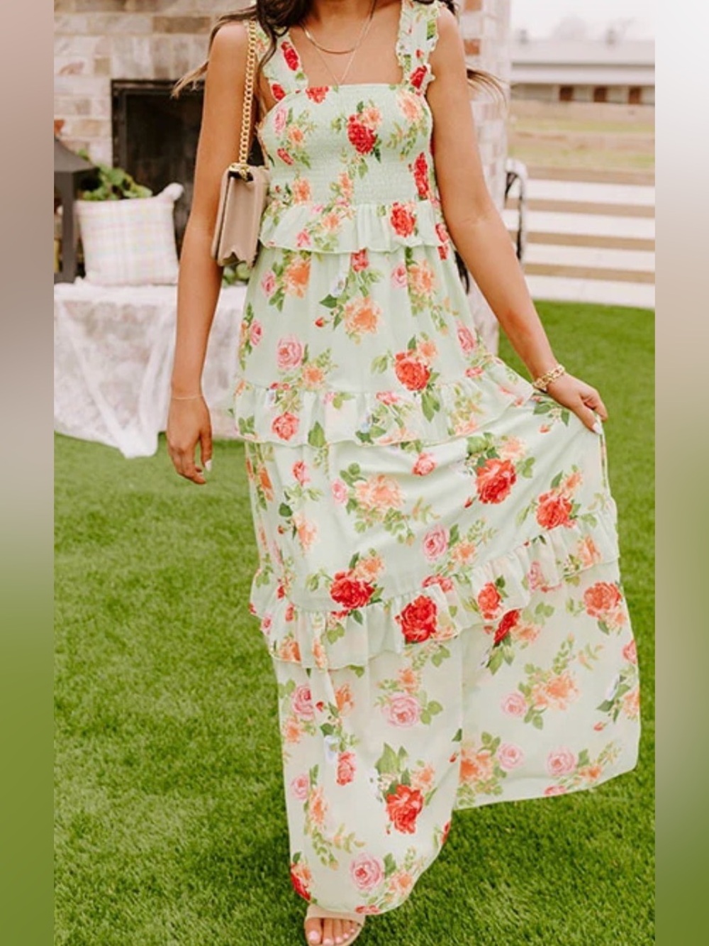 Floral Green Maxi Dress